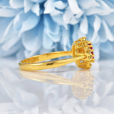 Ellibelle Jewellery Vintage Ruby & Diamond 22ct Gold Cluster Ring