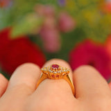 Ellibelle Jewellery Vintage Ruby & Diamond 22ct Gold Cluster Ring