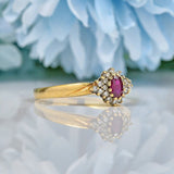 VINTAGE RUBY & DIAMOND 9CT GOLD CLUSTER RING