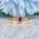 VINTAGE RUBY & DIAMOND 9CT GOLD CLUSTER RING