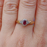 VINTAGE RUBY & DIAMOND 9CT GOLD CLUSTER RING