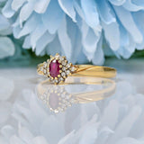 VINTAGE RUBY & DIAMOND 9CT GOLD CLUSTER RING