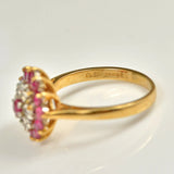 VINTAGE RUBY & DIAMOND 9CT GOLD CLUSTER RING