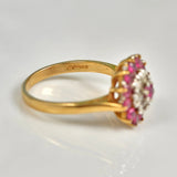 VINTAGE RUBY & DIAMOND 9CT GOLD CLUSTER RING