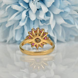 VINTAGE RUBY & DIAMOND 9CT GOLD CLUSTER RING