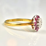 Ellibelle Jewellery VINTAGE RUBY & DIAMOND CLUSTER RING