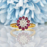 Ellibelle Jewellery VINTAGE RUBY & DIAMOND CLUSTER RING