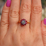 Ellibelle Jewellery VINTAGE RUBY & DIAMOND CLUSTER RING
