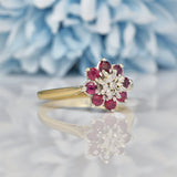 Ellibelle Jewellery VINTAGE RUBY & DIAMOND DAISY CLUSTER RING