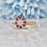 Ellibelle Jewellery VINTAGE RUBY & DIAMOND DAISY CLUSTER RING