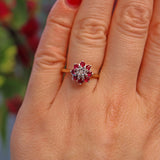 Ellibelle Jewellery VINTAGE RUBY & DIAMOND DAISY CLUSTER RING