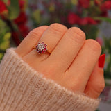 Ellibelle Jewellery VINTAGE RUBY & DIAMOND DAISY CLUSTER RING