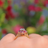 Ellibelle Jewellery VINTAGE RUBY & DIAMOND DAISY CLUSTER RING