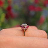 Ellibelle Jewellery VINTAGE RUBY & DIAMOND DAISY CLUSTER RING