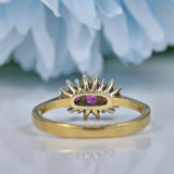 VINTAGE RUBY & DIAMOND TRIPLE CLUSTER RING