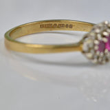 VINTAGE RUBY & DIAMOND TRIPLE CLUSTER RING