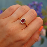 Ellibelle Jewellery Vintage Ruby & Diamond Yellow Gold Cluster Ring
