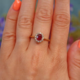 Ellibelle Jewellery Vintage Ruby & Diamond Yellow Gold Cluster Ring