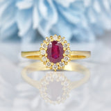 Ellibelle Jewellery Vintage Ruby & Diamond Yellow Gold Cluster Ring