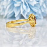 Ellibelle Jewellery Vintage Ruby & Diamond Yellow Gold Cluster Ring