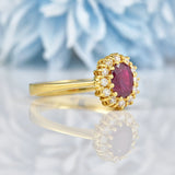 Ellibelle Jewellery Vintage Ruby & Diamond Yellow Gold Cluster Ring