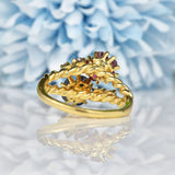 Ellibelle Jewellery Vintage Ruby, Sapphire & Diamond Double Cluster Ring