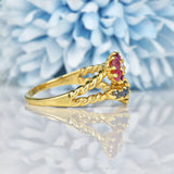 Ellibelle Jewellery Vintage Ruby, Sapphire & Diamond Double Cluster Ring