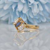 Ellibelle Jewellery VINTAGE SAPPHIRE & CUBIC ZIRCONIA 9CT GOLD RING