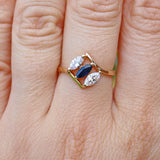 Ellibelle Jewellery VINTAGE SAPPHIRE & CUBIC ZIRCONIA 9CT GOLD RING