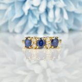 Ellibelle Jewellery VINTAGE SAPPHIRE & DIAMOND 14CT GOLD RING