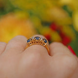 Ellibelle Jewellery VINTAGE SAPPHIRE & DIAMOND 14CT GOLD RING