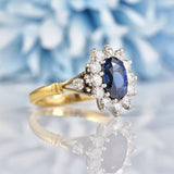 Ellibelle Jewellery Vintage Sapphire & Diamond 18ct Gold and Platinum Cluster Ring