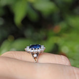 Ellibelle Jewellery Vintage Sapphire & Diamond 18ct Gold and Platinum Cluster Ring