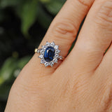 Ellibelle Jewellery Vintage Sapphire & Diamond 18ct Gold and Platinum Cluster Ring