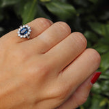 Ellibelle Jewellery Vintage Sapphire & Diamond 18ct Gold and Platinum Cluster Ring