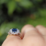 Ellibelle Jewellery Vintage Sapphire & Diamond 18ct Gold and Platinum Cluster Ring