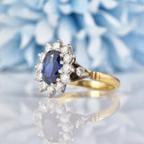 Ellibelle Jewellery Vintage Sapphire & Diamond 18ct Gold and Platinum Cluster Ring