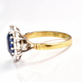 Ellibelle Jewellery Vintage Sapphire & Diamond 18ct Gold and Platinum Cluster Ring