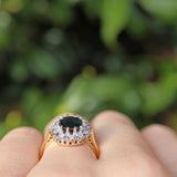 Ellibelle Jewellery Vintage Sapphire & Diamond 18ct Gold Cluster Ring (2.40ct)