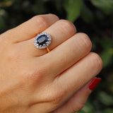 Ellibelle Jewellery Vintage Sapphire & Diamond 18ct Gold Cluster Ring (2.40ct)