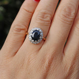 Ellibelle Jewellery Vintage Sapphire & Diamond 18ct Gold Cluster Ring (2.40ct)