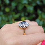 VINTAGE SAPPHIRE & DIAMOND 18CT GOLD CLUSTER RING