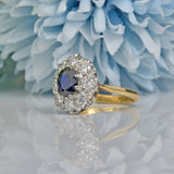 VINTAGE SAPPHIRE & DIAMOND 18CT GOLD CLUSTER RING