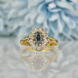 Ellibelle Jewellery VINTAGE SAPPHIRE & DIAMOND 18CT GOLD CLUSTER RING