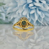 Ellibelle Jewellery VINTAGE SAPPHIRE & DIAMOND 18CT GOLD CLUSTER RING
