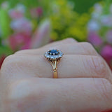 Ellibelle Jewellery VINTAGE SAPPHIRE & DIAMOND 18CT GOLD CLUSTER RING