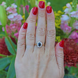Ellibelle Jewellery VINTAGE SAPPHIRE & DIAMOND 18CT GOLD CLUSTER RING