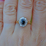 Ellibelle Jewellery VINTAGE SAPPHIRE & DIAMOND 18CT GOLD CLUSTER RING