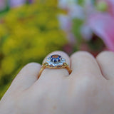 Ellibelle Jewellery VINTAGE SAPPHIRE & DIAMOND 18CT GOLD CLUSTER RING