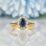 Ellibelle Jewellery VINTAGE SAPPHIRE & DIAMOND 18CT GOLD CLUSTER RING